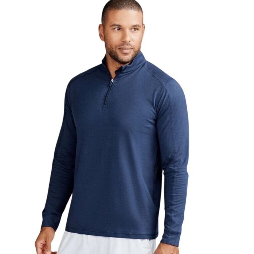 Tasc Performance Mens XXL Blue Quarter Zip Pullover Bamboo Organic‎ Cotton TM109